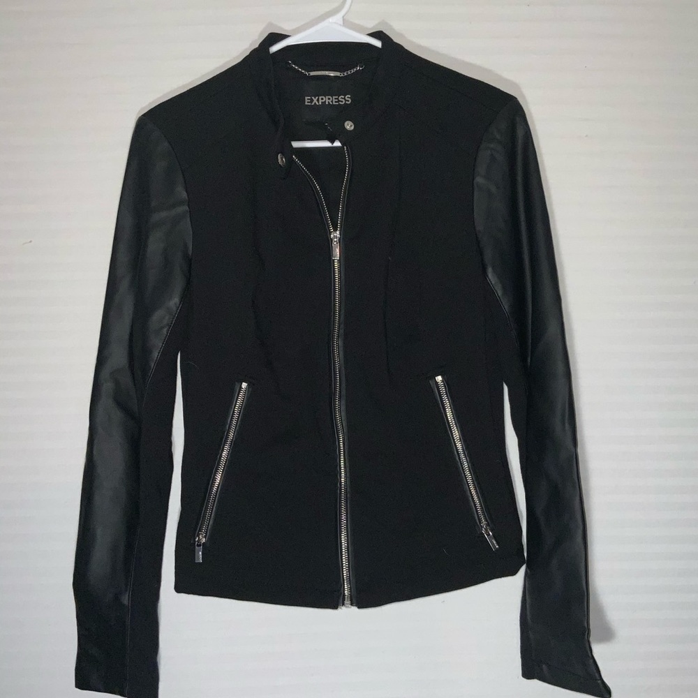Express Black leather sleeve jacket